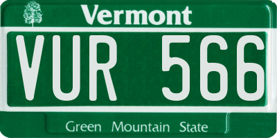 VT license plate VUR566