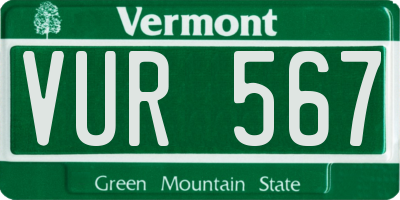 VT license plate VUR567