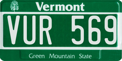 VT license plate VUR569