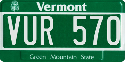 VT license plate VUR570