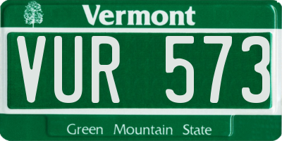 VT license plate VUR573