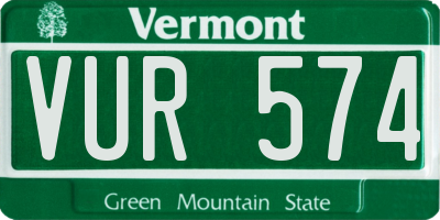 VT license plate VUR574