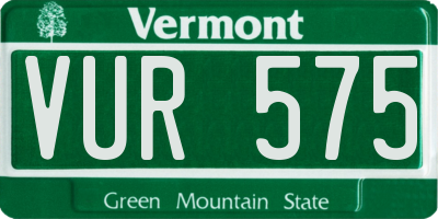VT license plate VUR575