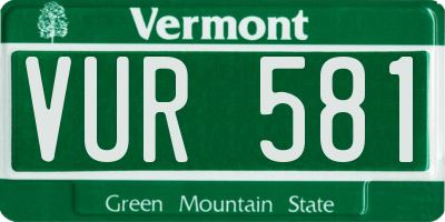 VT license plate VUR581