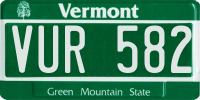VT license plate VUR582