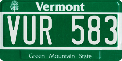 VT license plate VUR583