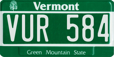 VT license plate VUR584