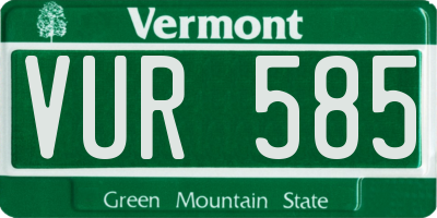 VT license plate VUR585