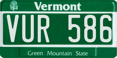 VT license plate VUR586