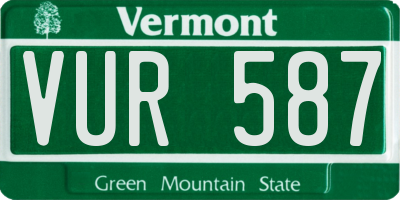 VT license plate VUR587