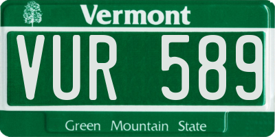 VT license plate VUR589
