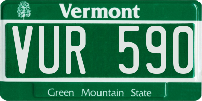 VT license plate VUR590