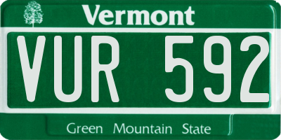 VT license plate VUR592
