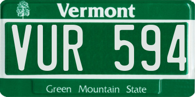 VT license plate VUR594