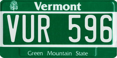 VT license plate VUR596
