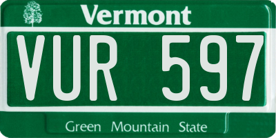 VT license plate VUR597