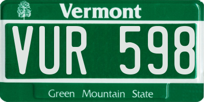 VT license plate VUR598