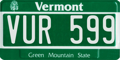 VT license plate VUR599
