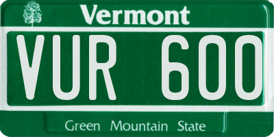 VT license plate VUR600