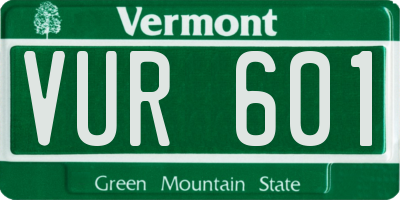 VT license plate VUR601