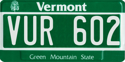 VT license plate VUR602