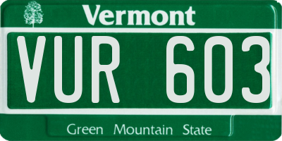 VT license plate VUR603
