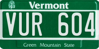 VT license plate VUR604