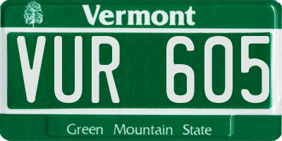 VT license plate VUR605