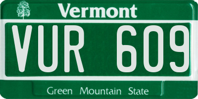 VT license plate VUR609