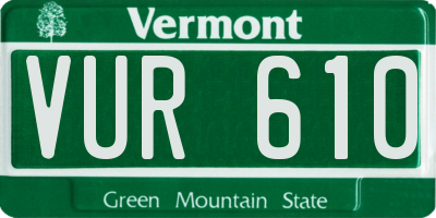 VT license plate VUR610