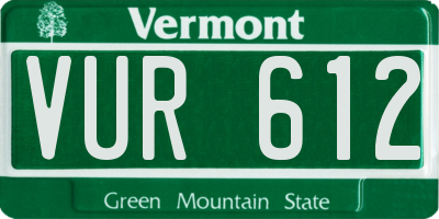 VT license plate VUR612
