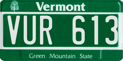 VT license plate VUR613