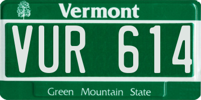 VT license plate VUR614