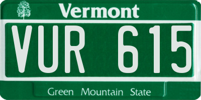 VT license plate VUR615