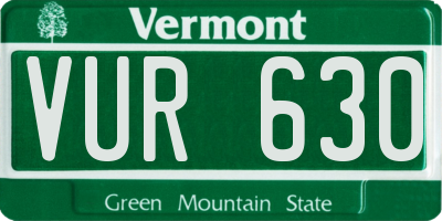 VT license plate VUR630