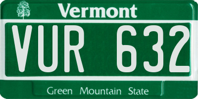 VT license plate VUR632