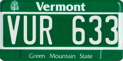 VT license plate VUR633