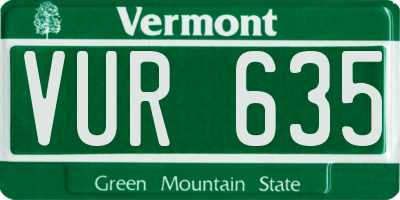 VT license plate VUR635