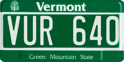 VT license plate VUR640