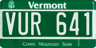 VT license plate VUR641