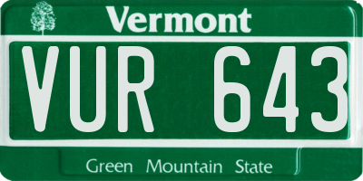 VT license plate VUR643