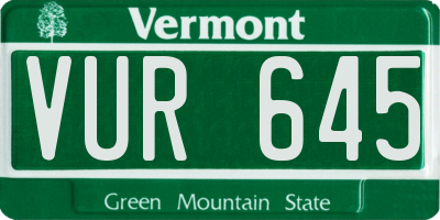 VT license plate VUR645