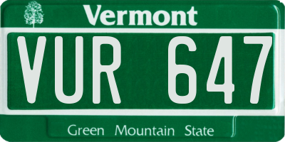 VT license plate VUR647
