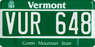 VT license plate VUR648