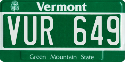 VT license plate VUR649