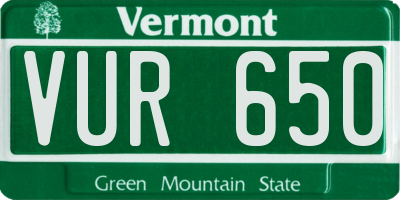 VT license plate VUR650
