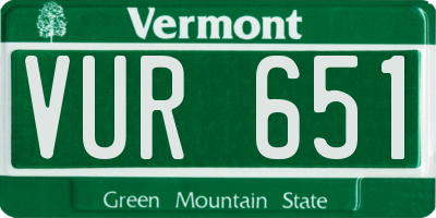 VT license plate VUR651