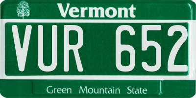 VT license plate VUR652