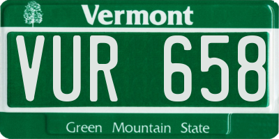 VT license plate VUR658