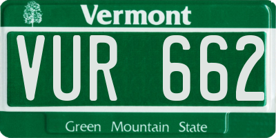 VT license plate VUR662